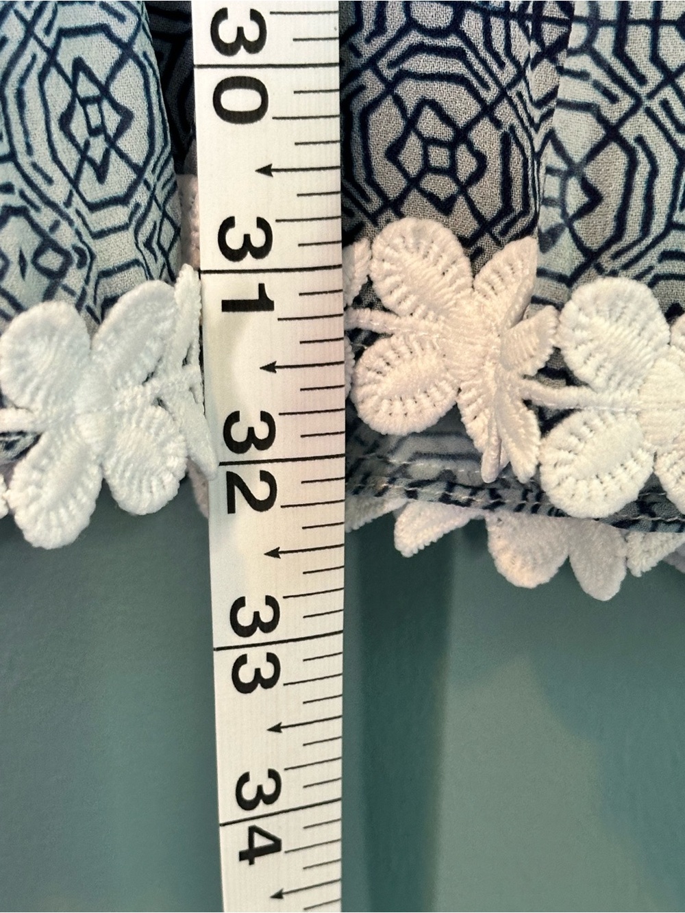 Hemant & Nandita Boho Tassel Mini Dress Blue & White Pom Pom Size XS - Picture 5 of 12